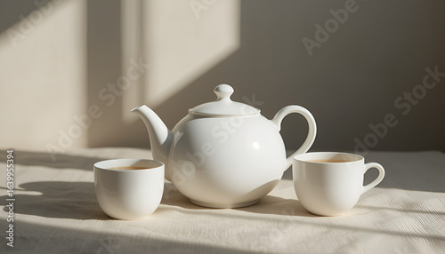 Wallpaper Mural Minimalist Cappuccino Cup on White Tabletop Torontodigital.ca