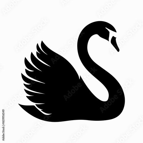 Swan Simple Black Single Icon Concept, Wild Lover Swan  Vector, Black Swan, Swan Silhouette Isolated Sign Design Element Logotype Style Art