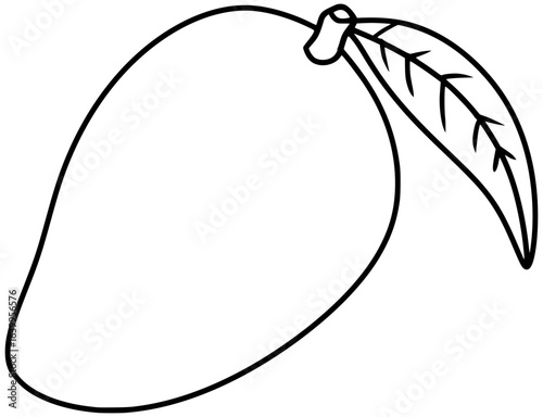 Mango Fruit Vector Outline Line Art Drawing