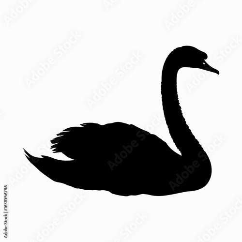 Swan Simple Black Single Icon Concept, Wild Lover Swan  Vector, Black Swan, Swan Silhouette Isolated Sign Design Element Logotype Style Art