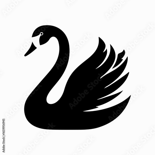 Swan Simple Black Single Icon Concept, Wild Lover Swan  Vector, Black Swan, Swan Silhouette Isolated Sign Design Element Logotype Style Art