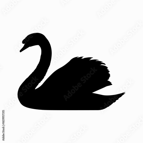 Swan Simple Black Single Icon Concept, Wild Lover Swan  Vector, Black Swan, Swan Silhouette Isolated Sign Design Element Logotype Style Art