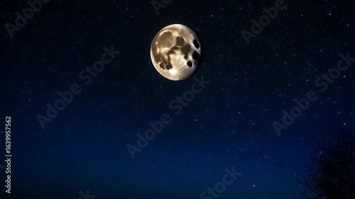 Majestic Night Sky: Full Moon and Starry Night