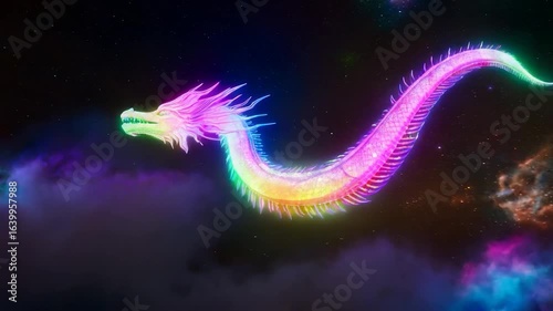 Cosmic Dragon Soaring Through Nebula Clouds