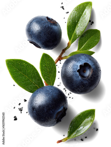 blueberries on white background