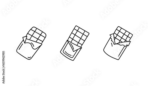 Chocolate Bar Icon Set  Isolated on White Illustration Vector. Chocolate Icon Banner