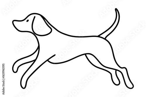 A minimalist single line continuous drawing a running dog animal canine