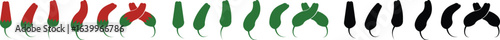 Chili pepper icon set, capsicum collection hot spice vector group, jalapeno silhouette and outline, cayenne symbol bundle, vegetable pictogram pack in line style for seasoning design isolated