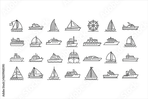 boad icon set outline
