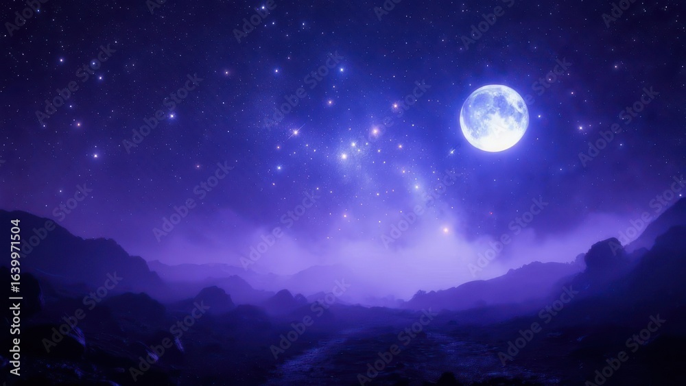 Fototapeta premium Nightly moonlit landscape