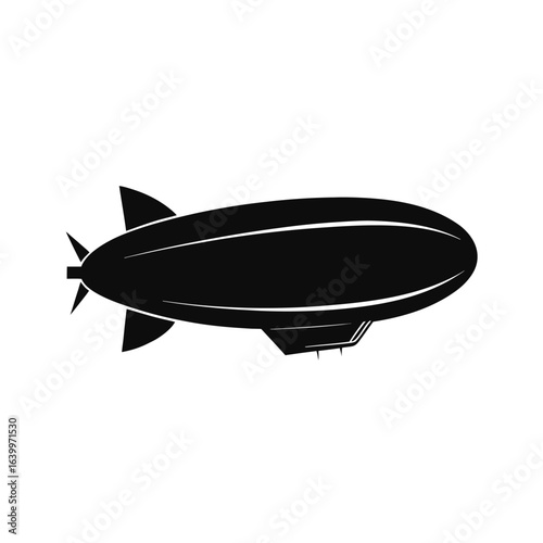Vintage airship floating in sky silhouette