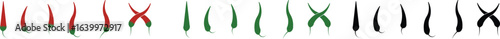 Chili pepper icon set, capsicum collection hot spice vector group, jalapeno silhouette and outline, cayenne symbol bundle, vegetable pictogram pack in flat and line style for seasoning design isolated