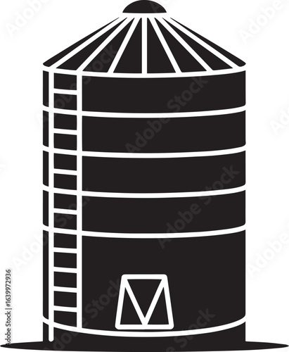 Grain Silo Silhouette Icon Representing Agriculture Storage and Farming Infrastructure