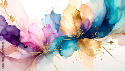 Abstract Floral Watercolor Design.