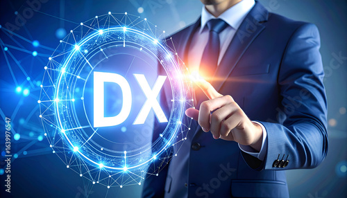 Businessman selects DX digital transformation.
