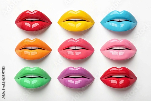 Vibrant Palette of Luscious Lips Against a Crisp White Backdrop