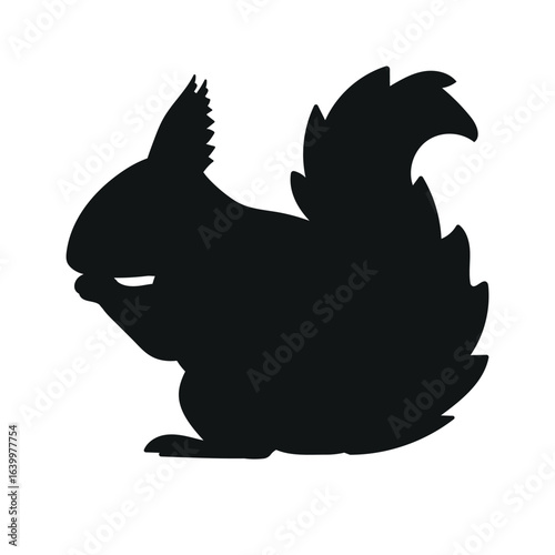 Vector flat hand drawn squirrel silhouette isolated on white background