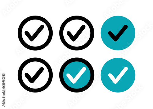 Set of check mark icon on a transparent background
