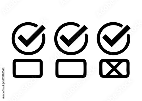 Set of check mark icon on a transparent background
