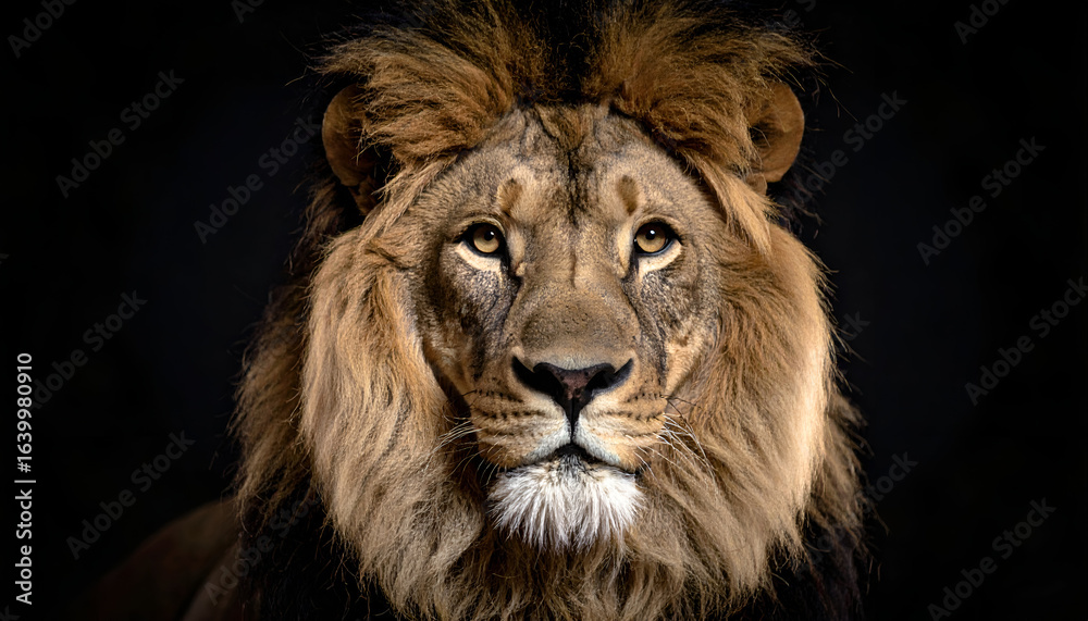 Naklejka premium Majestic Lion Portrait with Dark Background. (3)