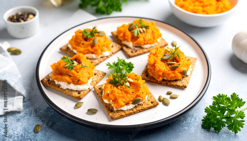 Pumpkin spread crackers appetizer. Pumpkin spread crackers appetizer.