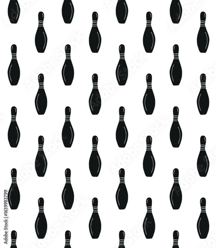 Vector seamless pattern of hand drawn sketch doodle bowling skittle isolated on white background