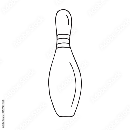 Vector hand drawn sketch doodle outline bowling skittle isolated on white background
