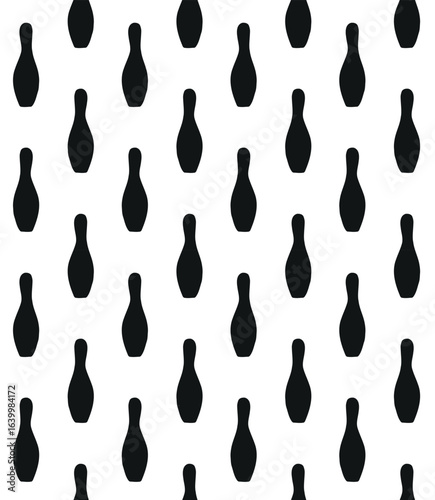 Vector seamless pattern of hand drawn sketch doodle bowling skittle isolated on white background