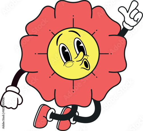Cute flower mascot whistling vector illustration