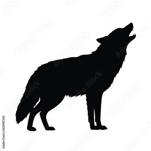 Majestic Silhouette of a Lone Wolf Howling at the Moon Under a Starry Night Sky