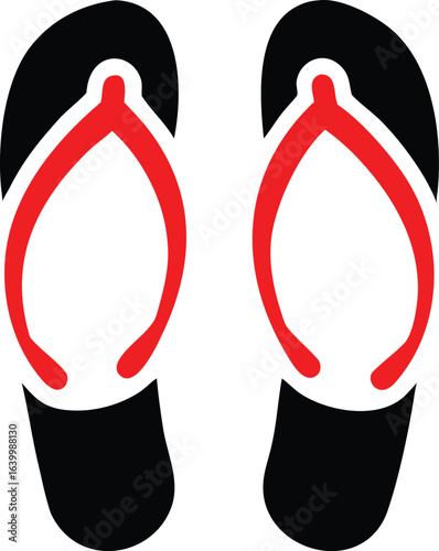 Pair of black and red flip-flop sandals on white background flip-flops footwear