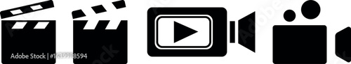 Cinema production black icons collection