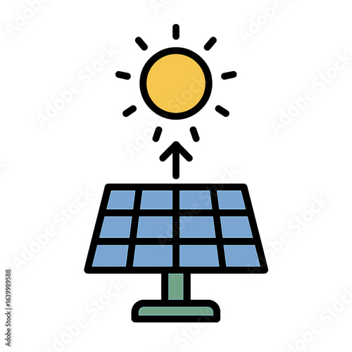 Solar panel collecting sunlight in modern graphic design style Solar Panel Icon