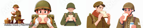 soldier character vector eating bread