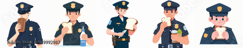 police character vector eating bread