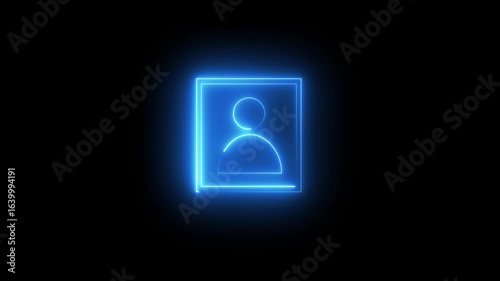 User icon animation by white color neon on black background.contract and account icon animation.