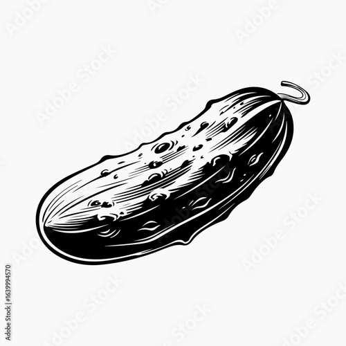 Cucumber Symbol Silhouette Black Vintage Retro Style Icon, Cucumber Vector Art, Cucumber Food Lover, Cucumber Vegetable Isolated Black Graphic 