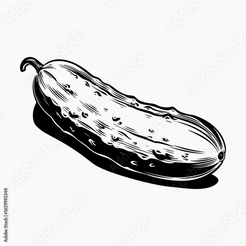 Cucumber Symbol Silhouette Black Vintage Retro Style Icon, Cucumber Vector Art, Cucumber Food Lover, Cucumber Vegetable Isolated Black Graphic 