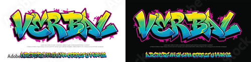 Verbal logo graffiti font text effect, spray and street text style	
