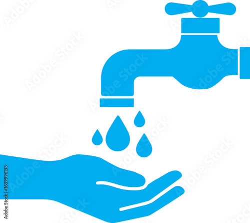 Hand washing under tap icon for hygiene and sanitation awareness