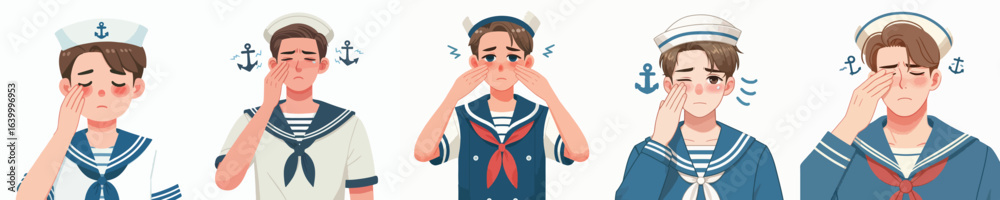 Obraz premium sailor vector having sore eyes