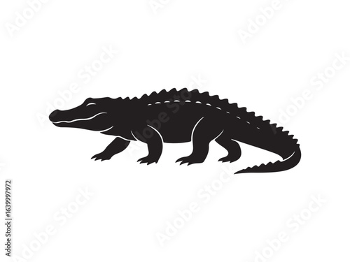 
Black and white alligator or crocodile silhouette