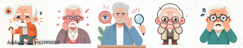 vector of grandfather having sore eyes