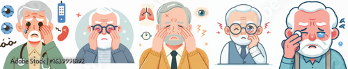 vector of grandfather having sore eyes