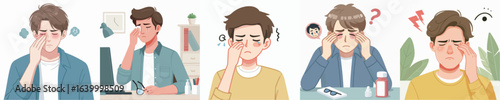 vector of young man having sore eyes