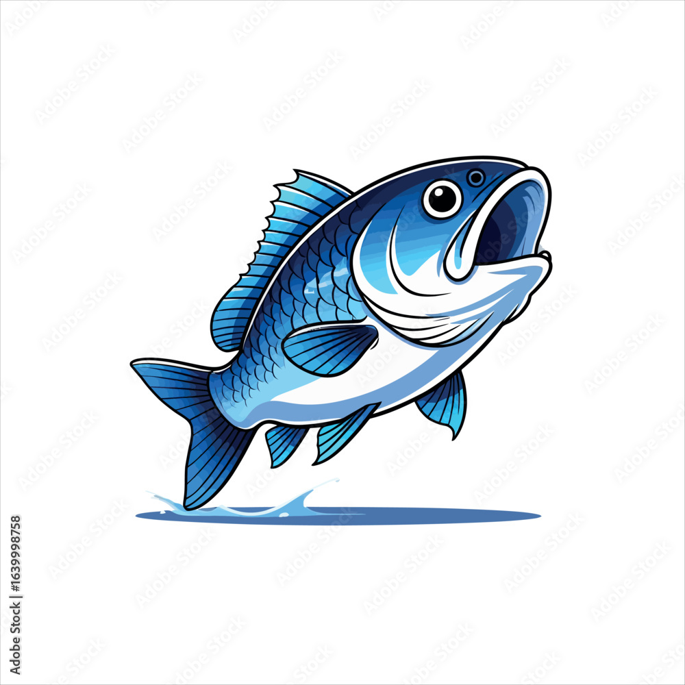 Obraz premium Vector art of blue fish
