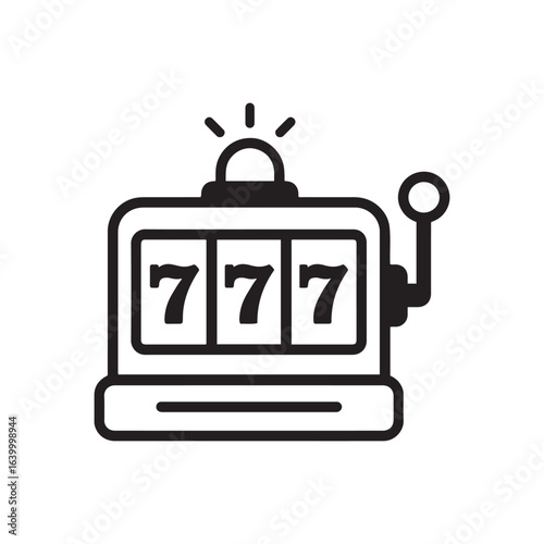 Black and white slot machine with 777 icon