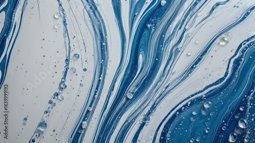 Wallpaper Mural Blue and White Fluid Abstract with Water Droplets Torontodigital.ca