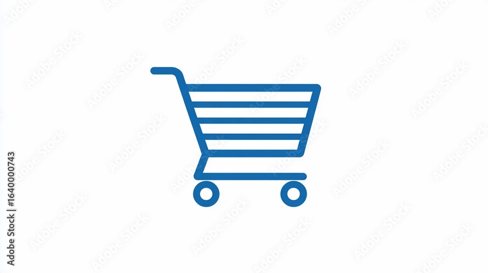 Online Shopping Cart Icon on White Background, Ready for Purchases