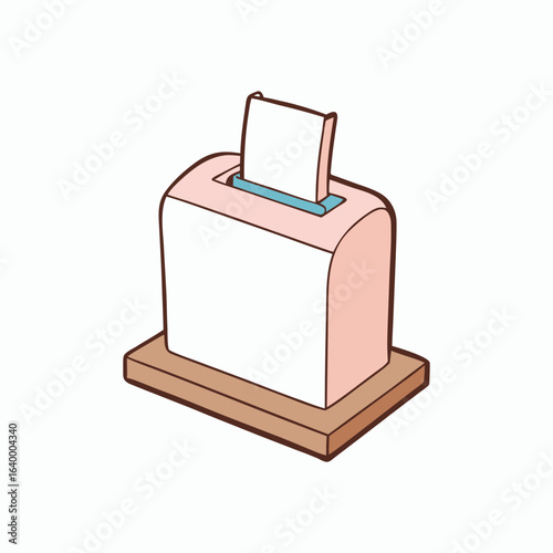 Vector art of tissue dispenser box with paper isolated on white background
